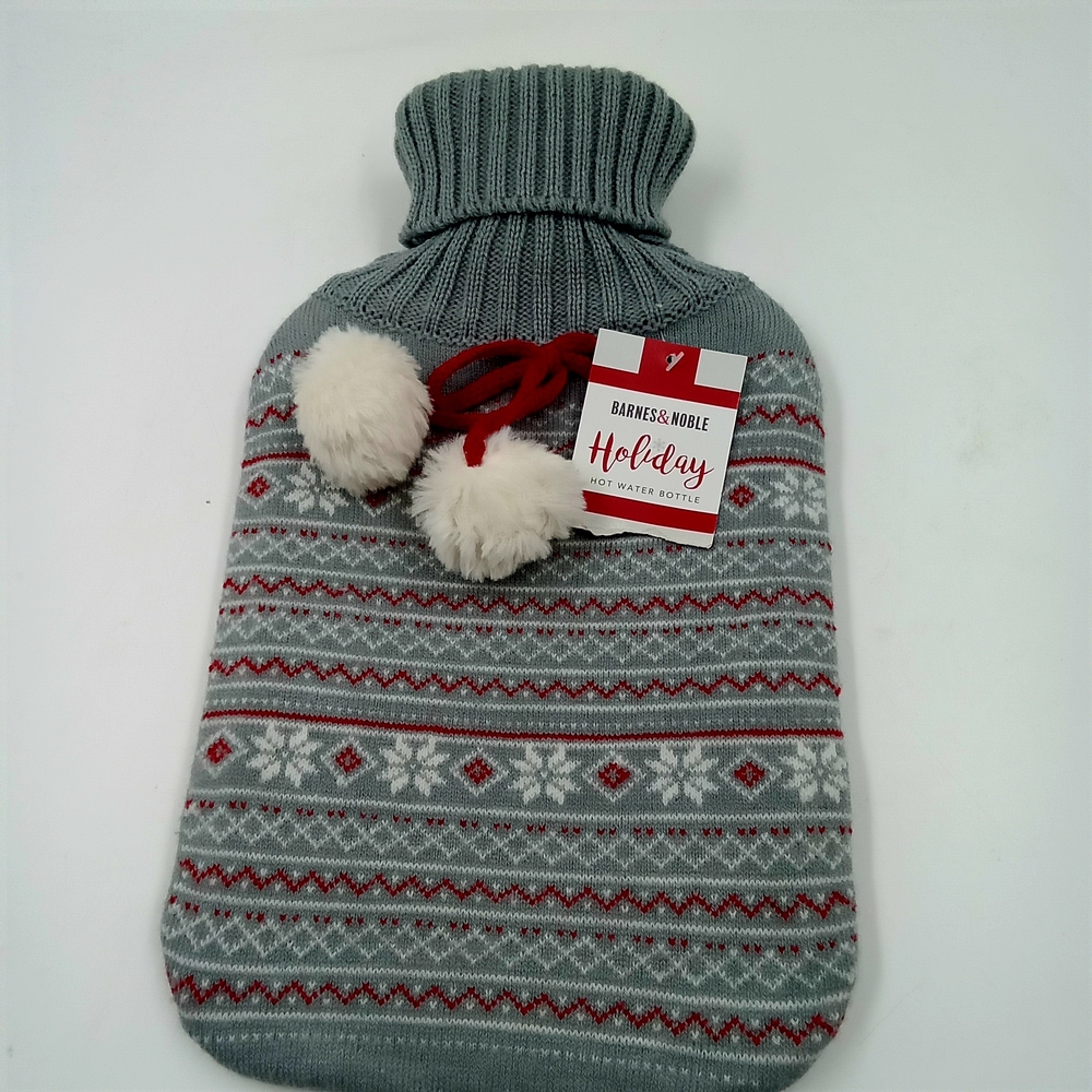Barnes & Noble Festive Gray and Red Hot Water Bottle